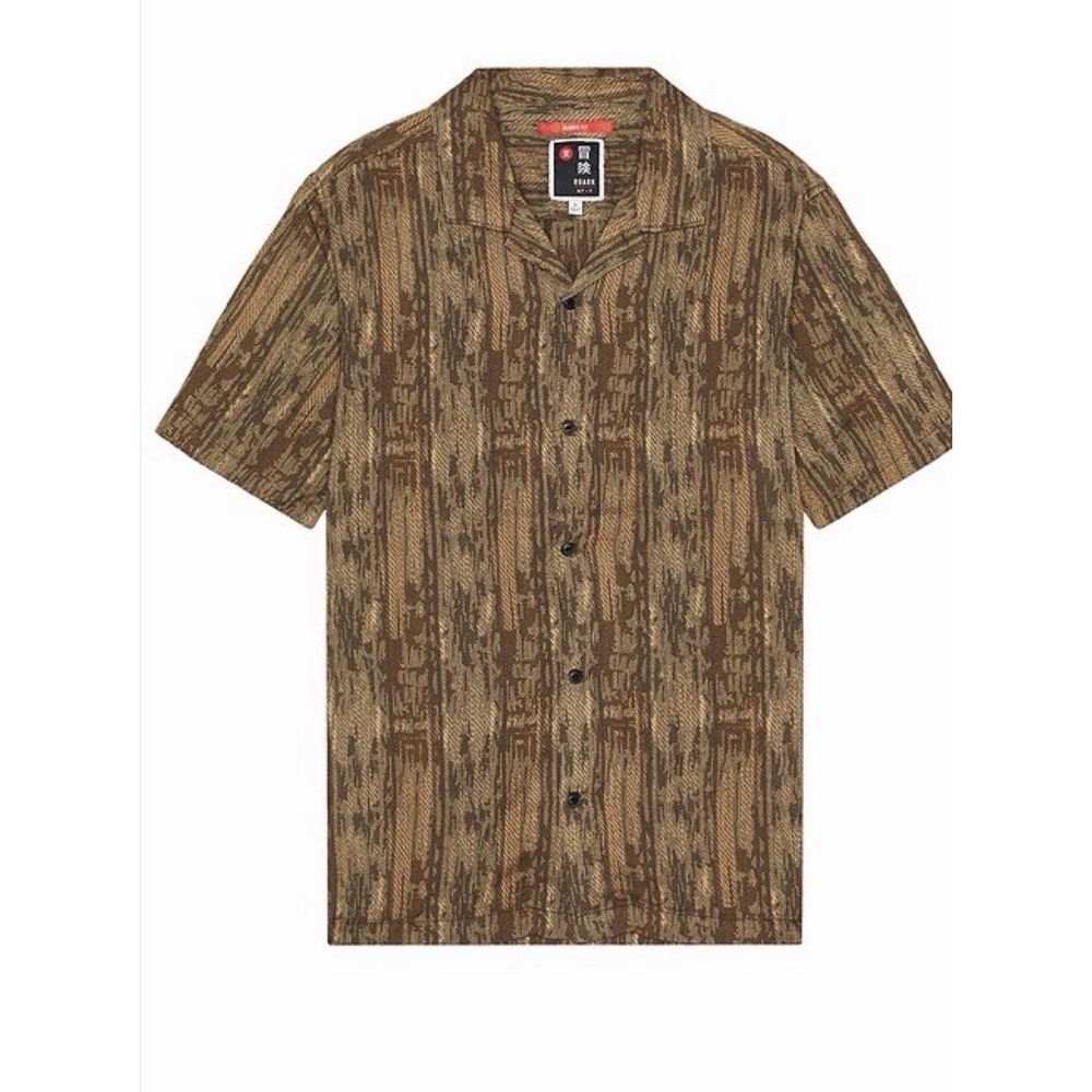 Roark Men's Woven Brown Button Up Shirt Size Large